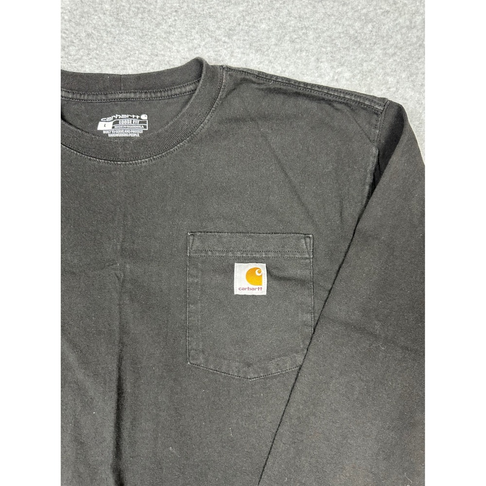 Carhartt Mens Loose Fit Long Sleeve Pocket T-Shirt‎ Black K126 Graphic Large